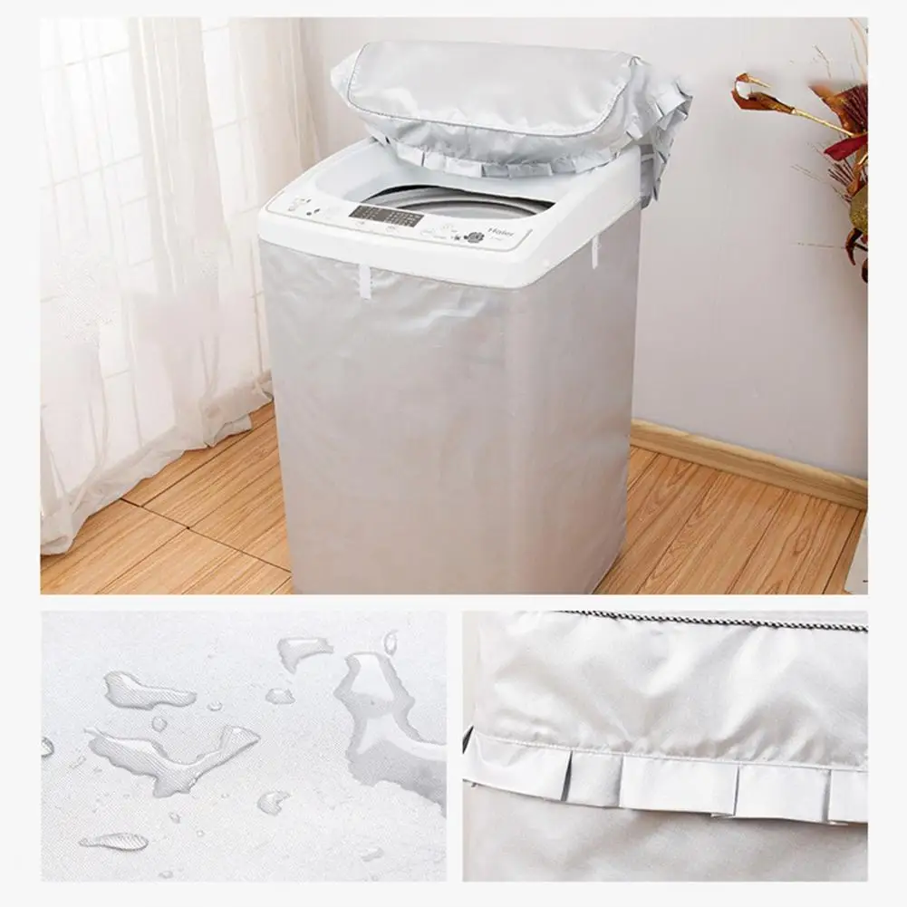 

Useful Breathable Silver Color Washer Cover Thickened Design Protect Cover for Living Room Washing Machine Cover