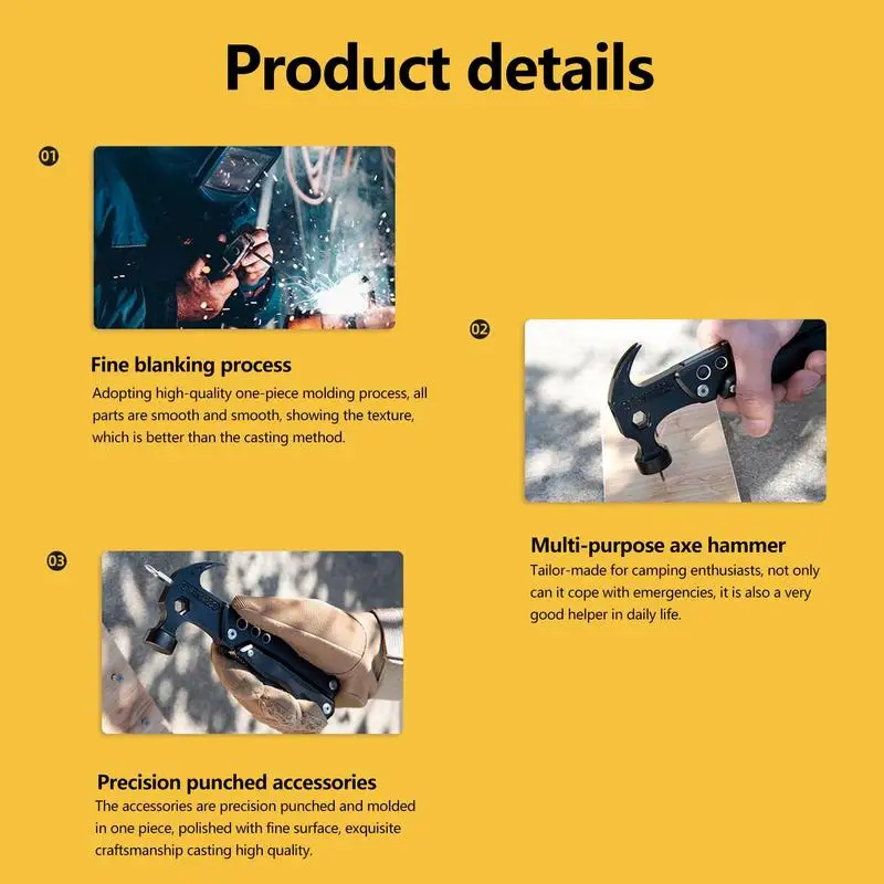 Складной Молоток-клещи 12 в 1 Мультитул плоскогубцы портативный молоток для