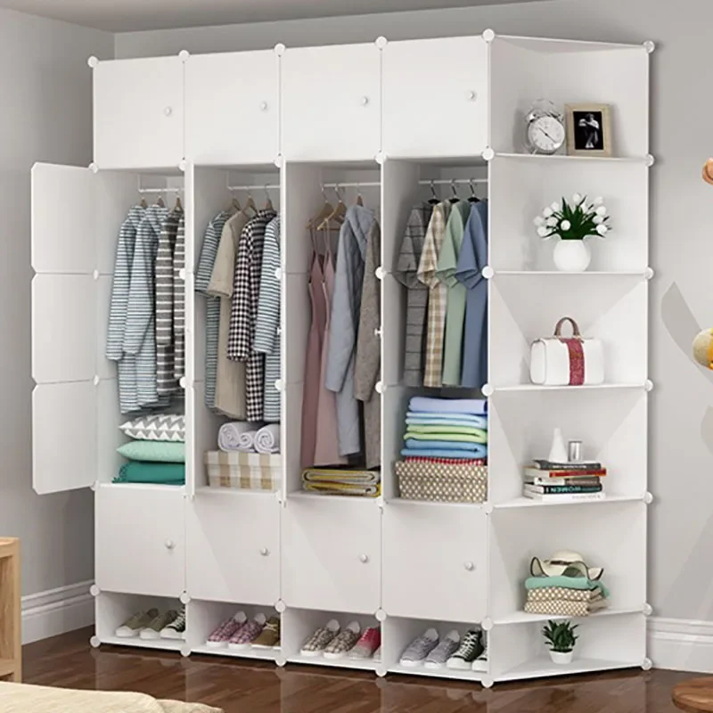 Wardrobe Closet Cabinet Simple Wardrob Plastic Space Saving Portable Folding Bedroom Organizer Shelves Furniture