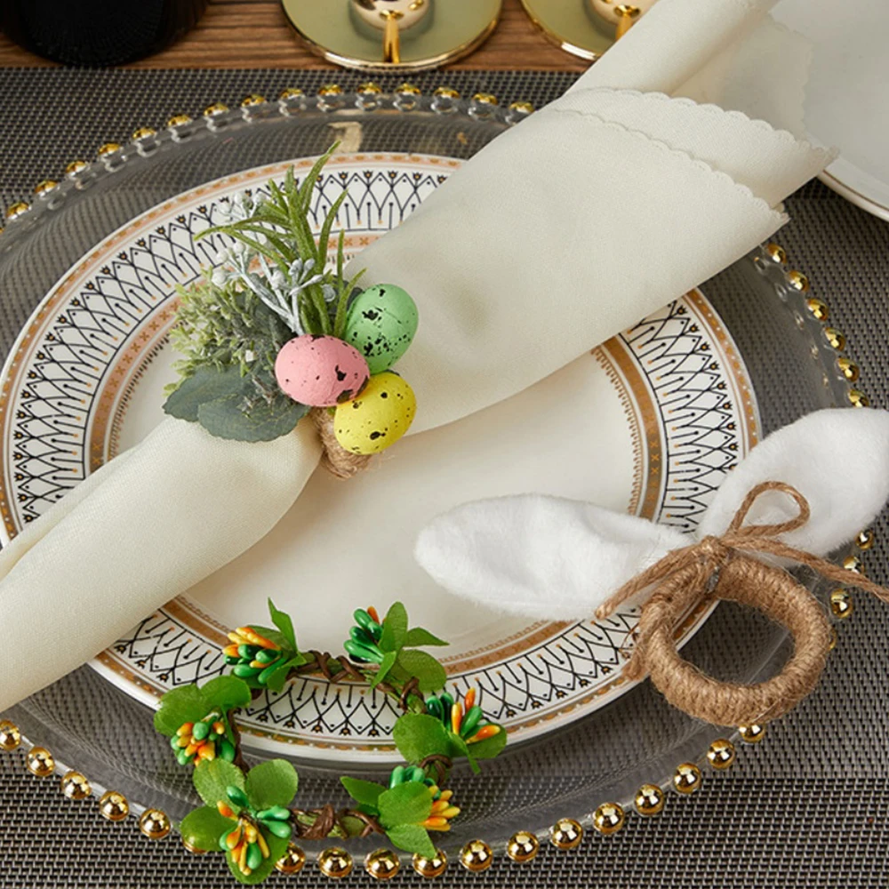 6 шт. кольца для салфеток с пасхальным кроликом искусственные пасхальные