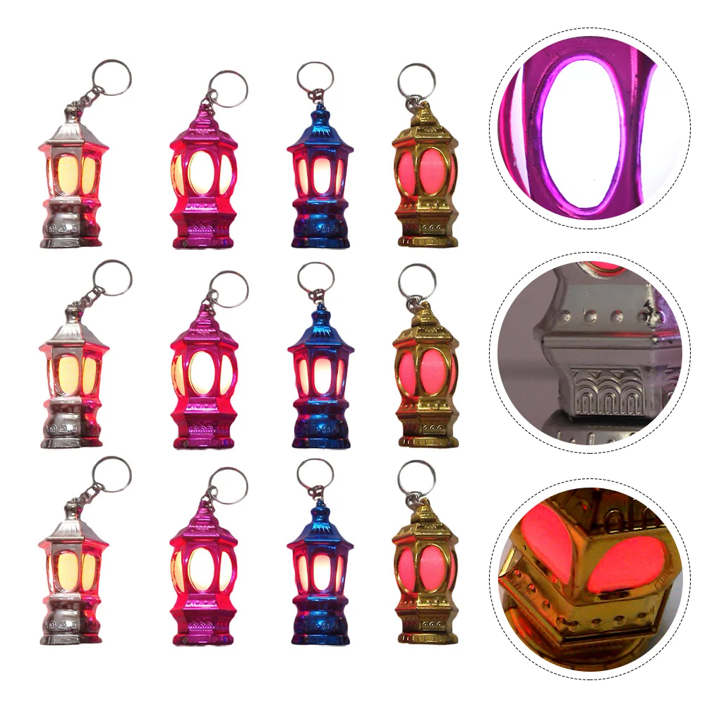 

40 Pcs Lantern Key Ramadan Chain LED Keychain Arabic Decor Moon Keyring Plastic Muslim Gifts