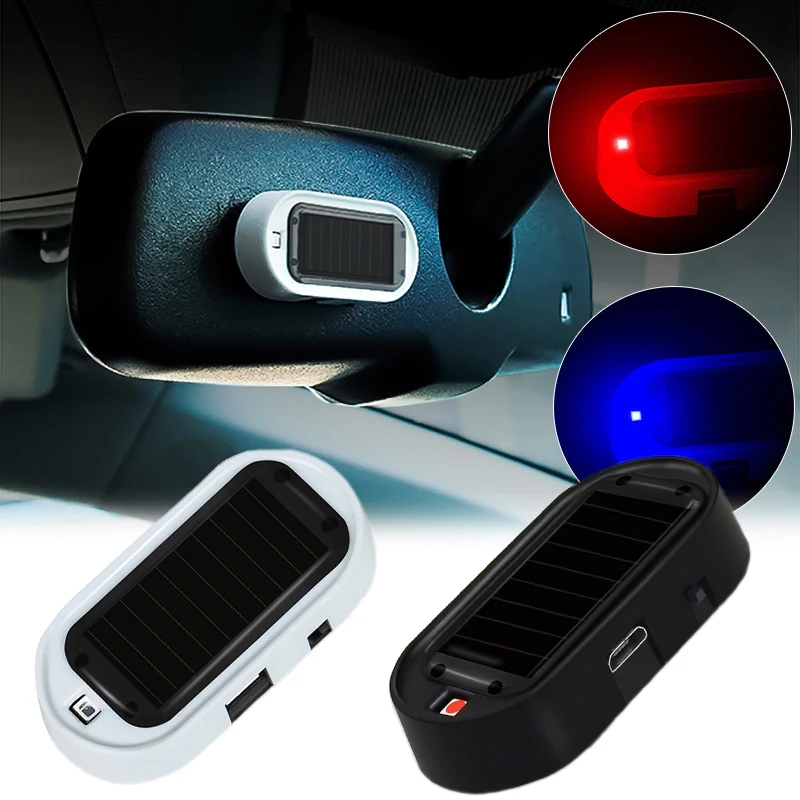

1/2P Car LED Solar Powered Fake Security Light Simulated Dummy Alarm Wireless Warning Anti-Theft Caution Lamp Flashing Imitation