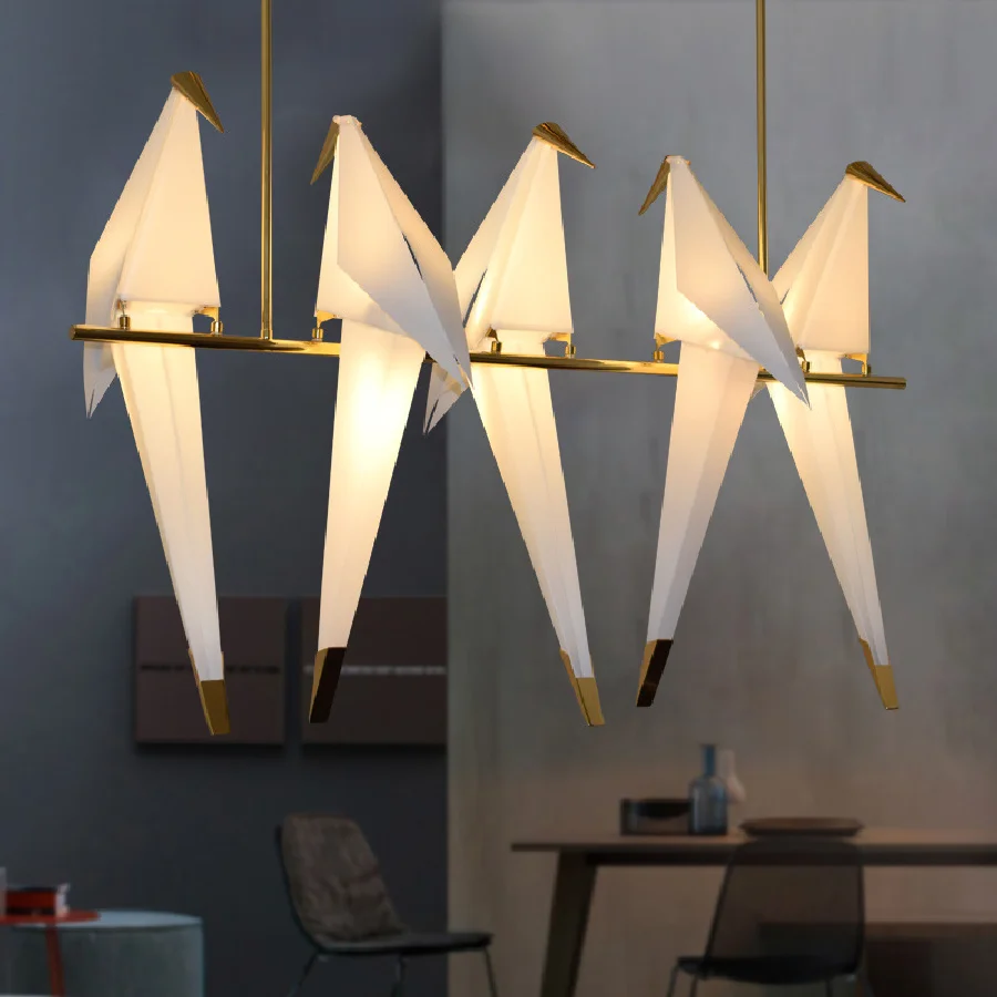 

Gold Bird Cage pendant Lamp Living room Bedroom origami bird light Kitchen Dining room Paper House Hanging Lighting Fixtures