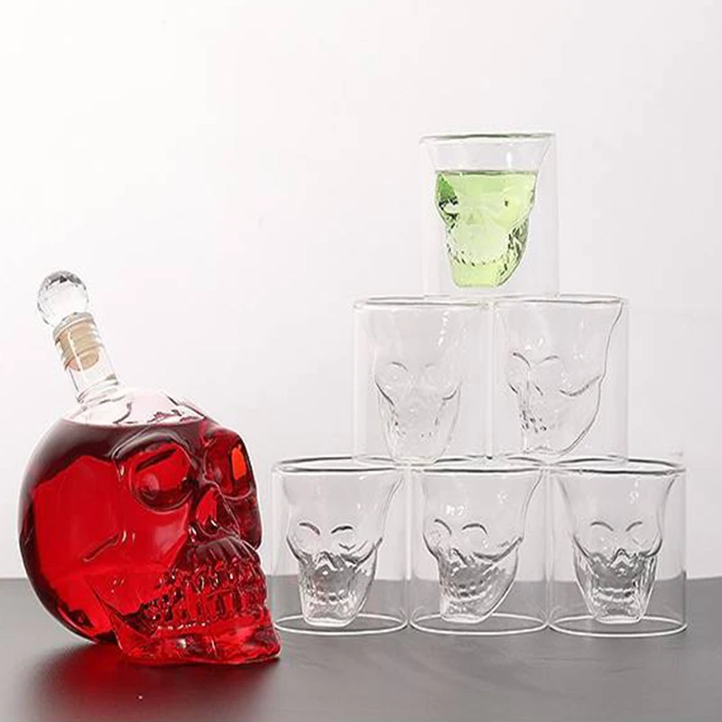 

Vodka Bottle Spirit Glass Flasks For Liquor Skull Decanter Shot Whisky Wine Crystal Double Glass Bottle For Alcohol Hip Flasks