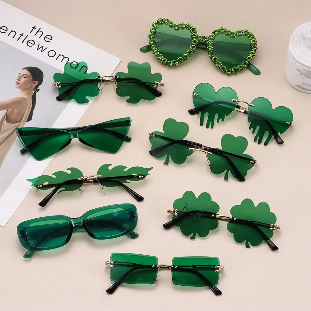 

Sun Glasses St. Patrick's Day Leprechaun Costume Glasses Green Four Leaf Clover Glasses Irish Shamrock Sunglasses