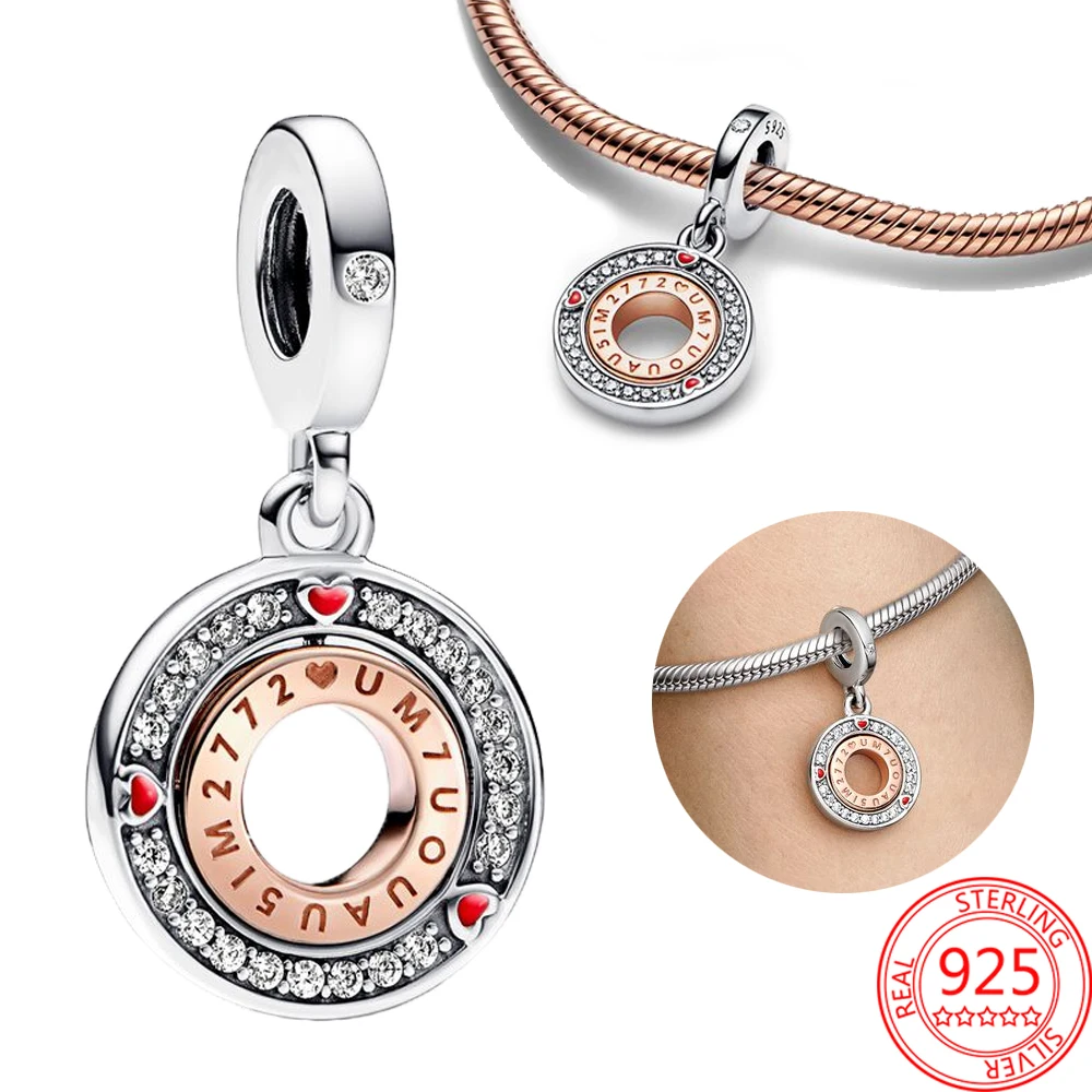 925 Sterling Silver Two Tone Patchwork Heart&amplock&ampCrown&ampShell Pendant Fit Pandora Bracelet Classic Women's Gift Jewelry