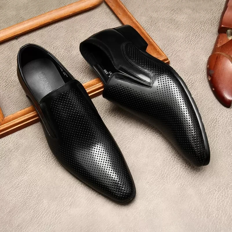 

Italian Brown Dress Shoes For Men Genuine Leather Pointed Toe Ormal Wedding Slip On Loafers Men Black Luxury Oxford Leather Shoe