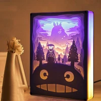 new novelty night light totoro paper cut atmosphere lamp 3d paper carving art decoration lamp usb power for living room bedroom