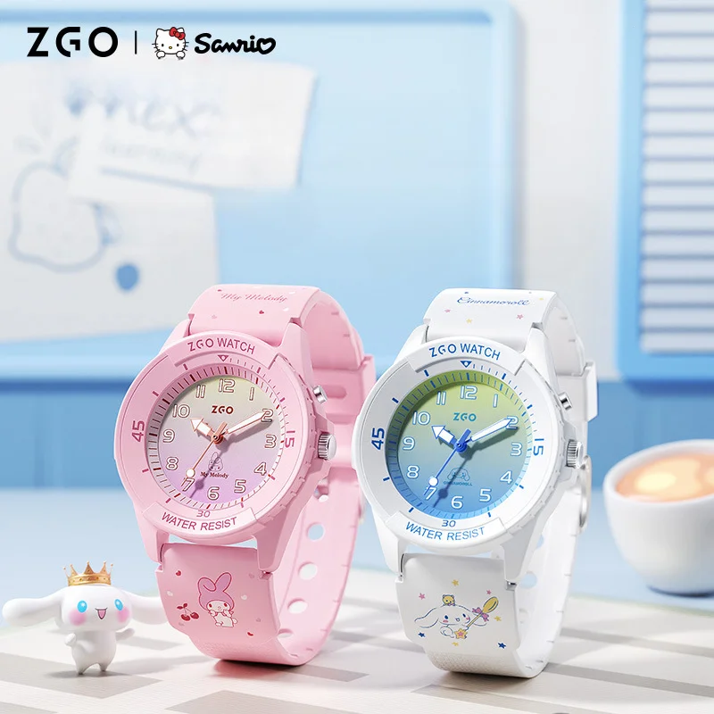 

Sanrio My Melody Cinnamoroll Women's Watch Cute Cartoon Waterproof Luminous Student Take An Exam Sports Quartz Watches Gift Box