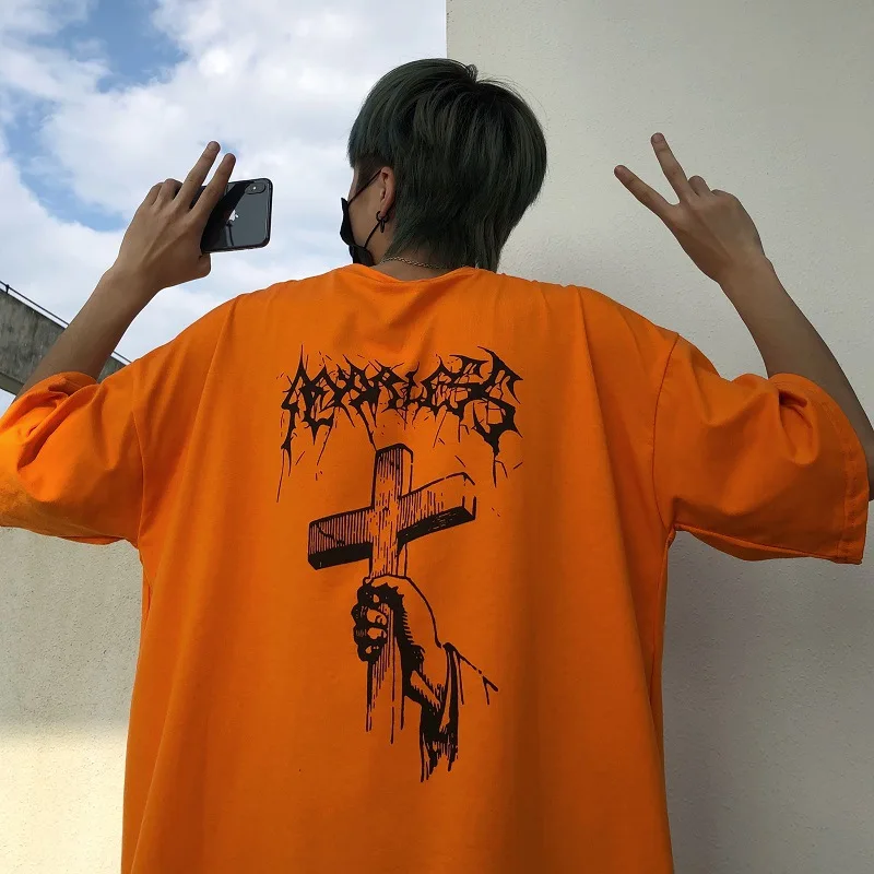 

T-shirts for Men Summer Graffiti Printing Tees Short Sleeve Gothic Couples Tee Comfortable Hip-pop T Shirt Harajuku T-shirts Men