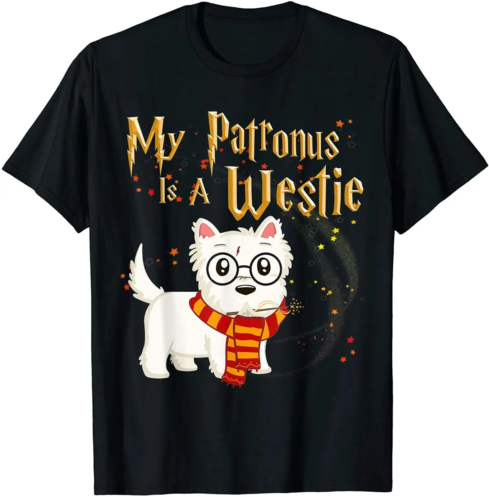 Il mio Patronus è un Westie. T-Shirt da uomo regalo di natale amante dei cani divertente. Estate cotone manica corta o-collo Unisex T Shirt nuovo S-3XL