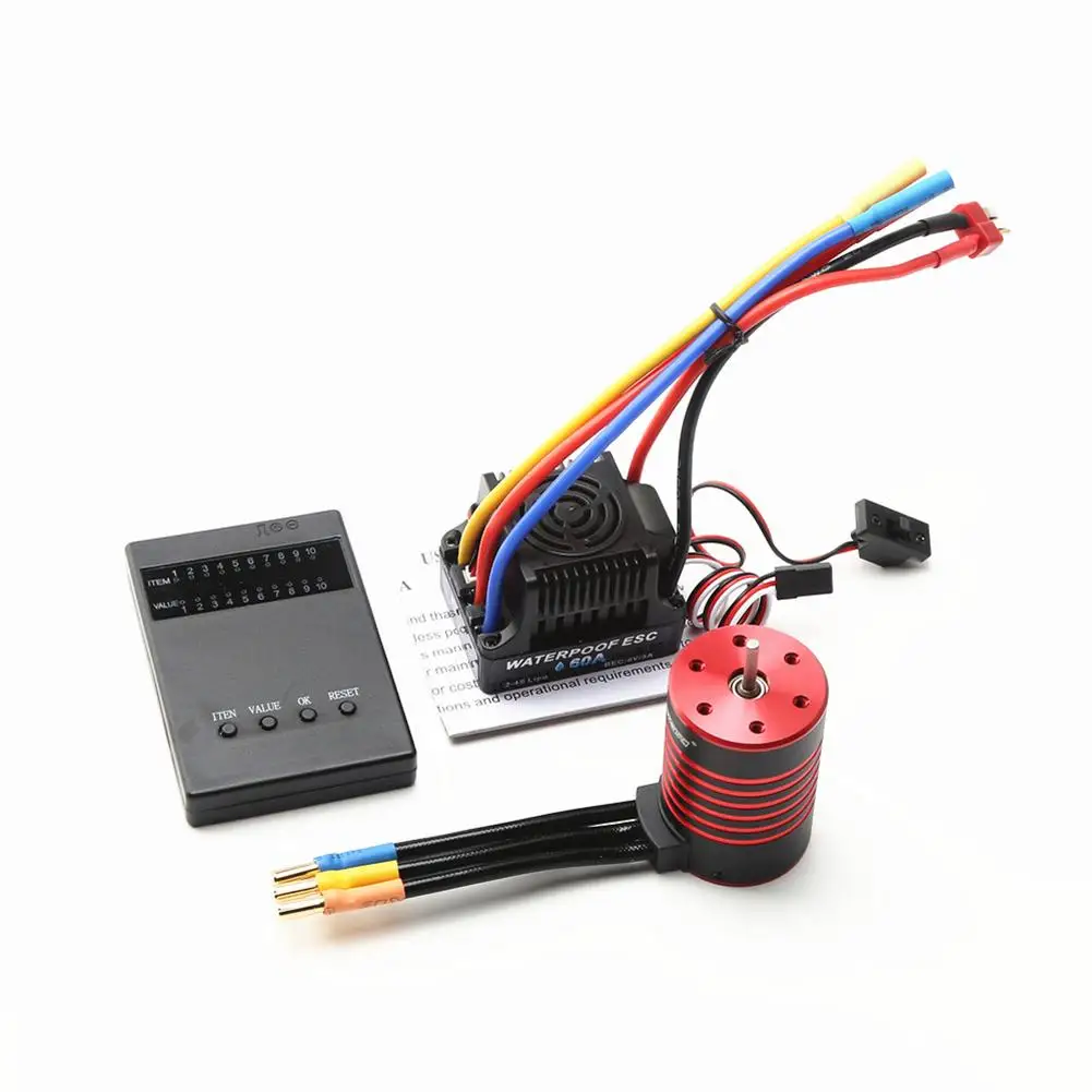 

Gtskytenrc Waterproof Combo 3650 2300/3100/3600/4500/5200kv Brushless Motor W//heat Sink 60a Esc For Rc 1/10 Rc Car