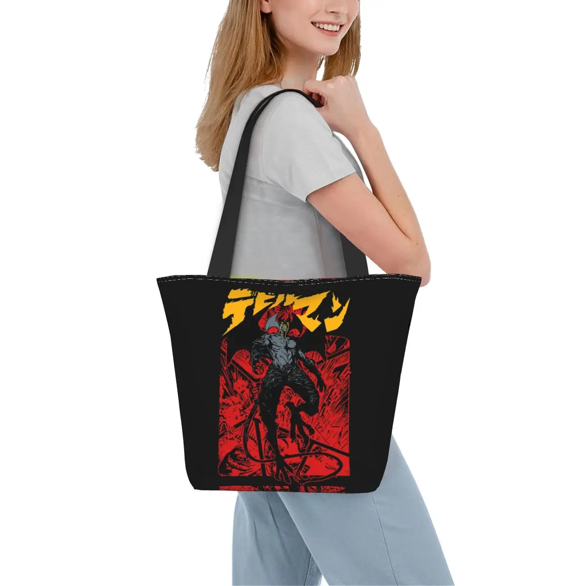 

Devilman Crybaby Anime Shopper Bag manga akira fudo graphic Shopping Bags Woman Office Cloth Tote Bag Modern Print Handbags