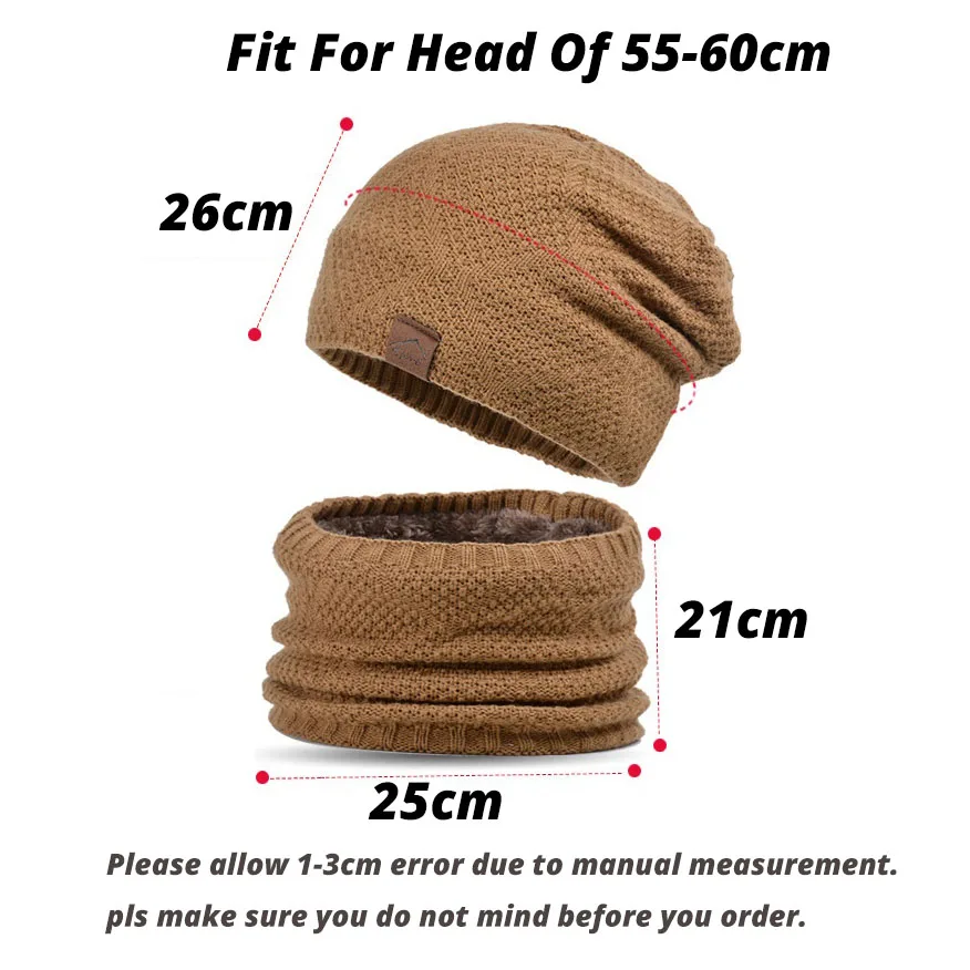Зимняя шапка шарф для женщин и мужчин толстые флисовые Лыжные шапки вязаная с