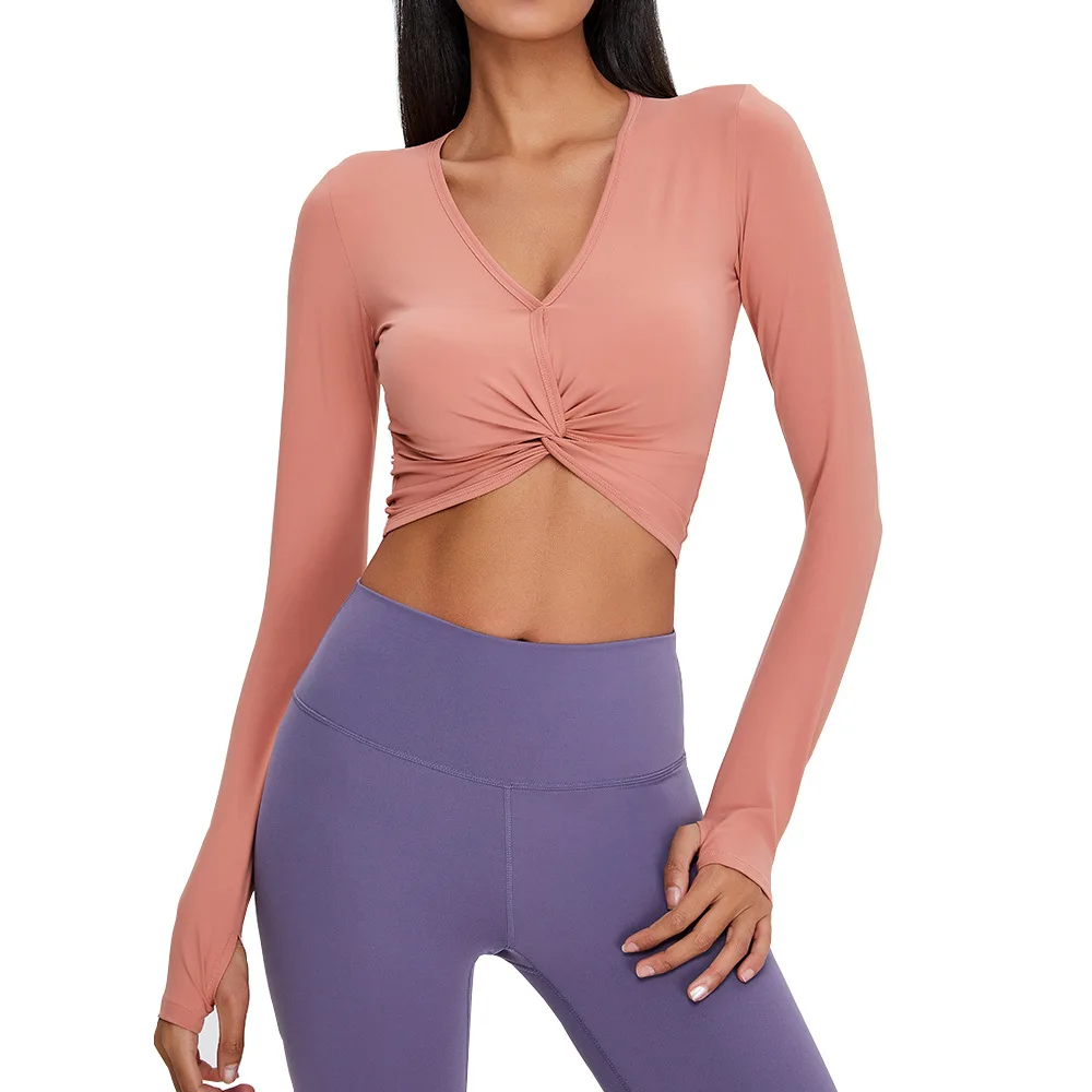 

New Long Sleeve Women's V-Neck Sexy Fitness Sports Top
