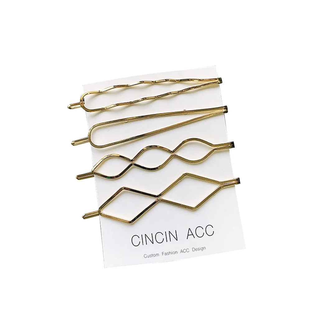

1 Pack Minimalist Dainty Hair Clips Hollow Geometric Alloy Hairpins Metal Line Side Clips Decoration Bangs Clips (Goldern)