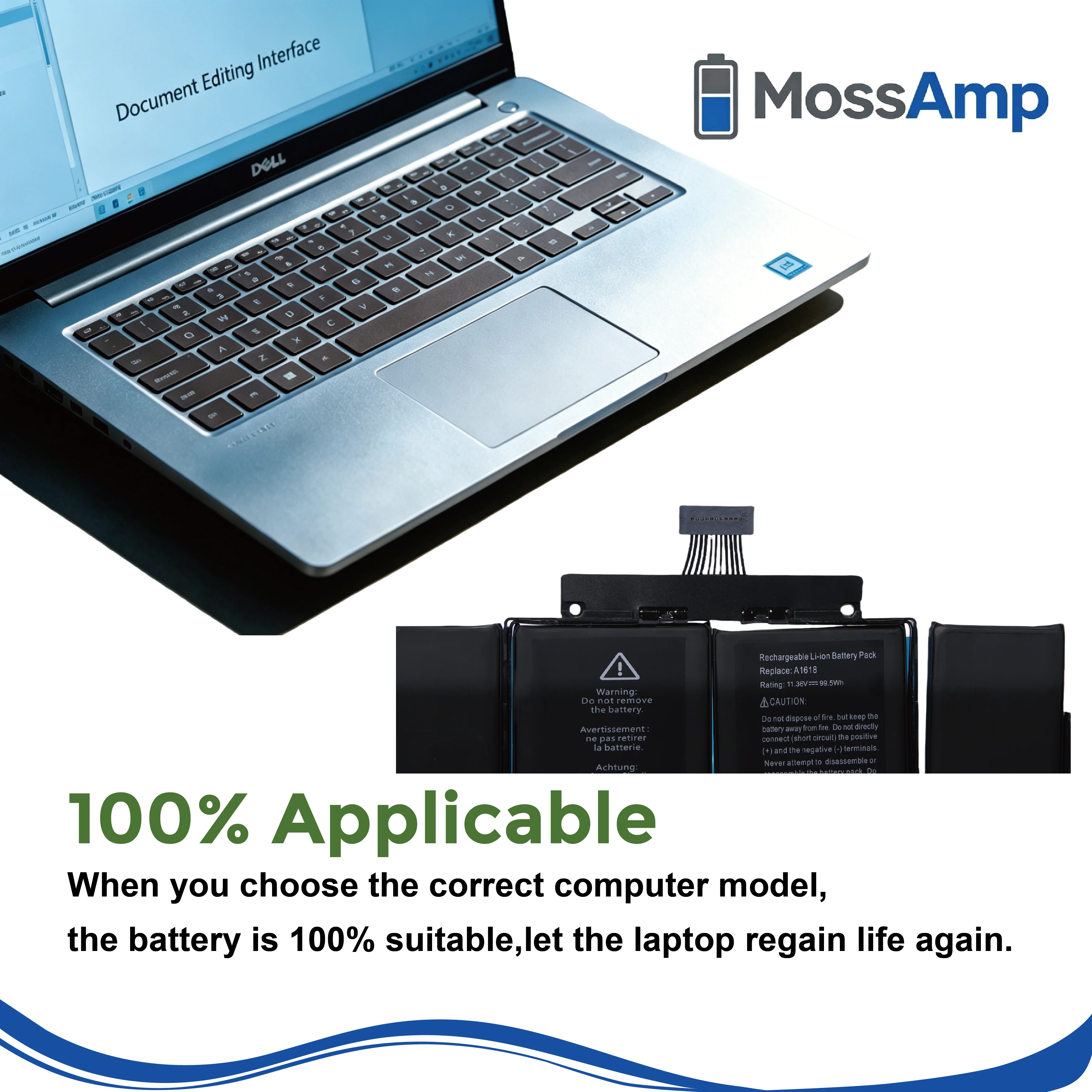 Фото MossAmp A1618 для APPLE MacBook Pro 15,4 дюйма Retina A1398 (EMC 2910), 15 дюймов A1398 (середина 2015 г.), подходит для A1389 (EMC 2909) №5