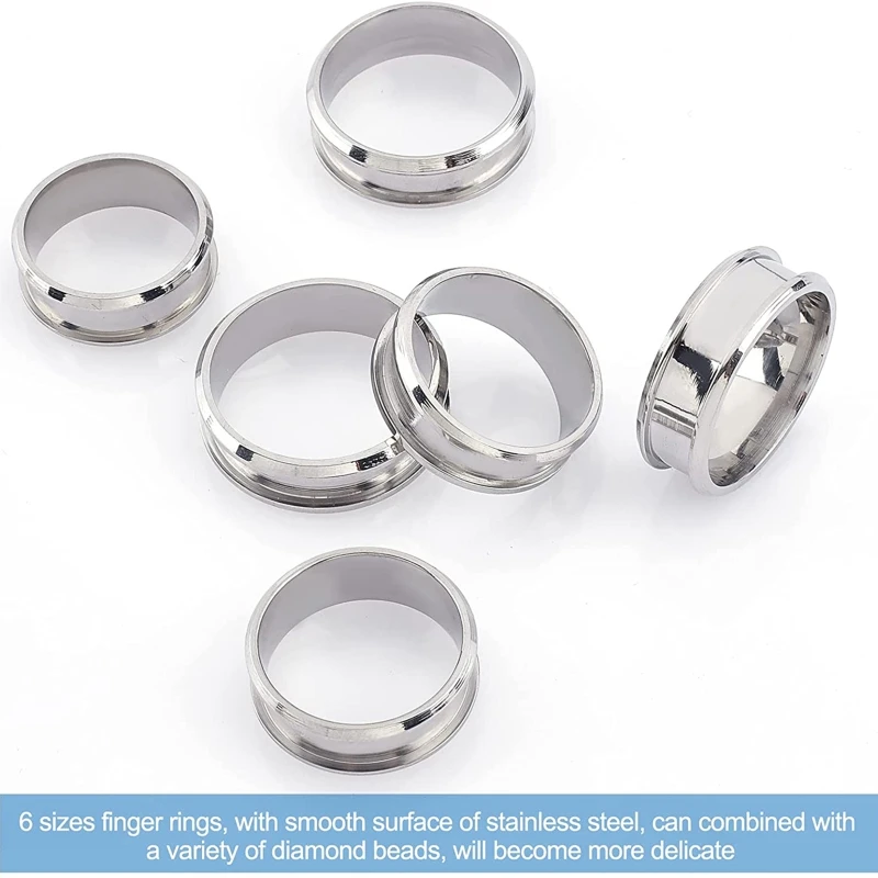 

New 6Pcs/set 8mm Stainless Steel Grooved Finger Ring Core Blank for Inlay Ring Jewelry Making Polished Comfort Grooved Ring