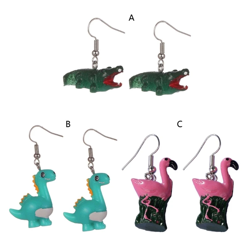 

Women Unique Charm Dangle Earrings for Crocodile/Dinosaur/Flamingo Pendant Earri