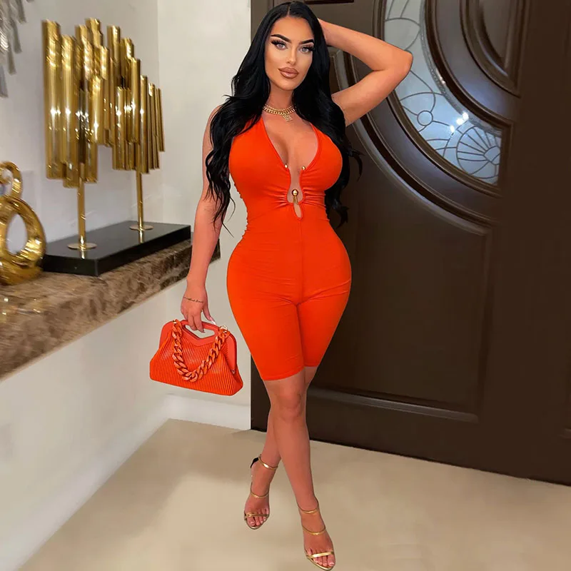 

WUHE сексуальный женский комбинезон с открытой спиной и V-образным вырезом, элегантный женский комбинезон в стиле ретро, облегающие летние комбинезоны