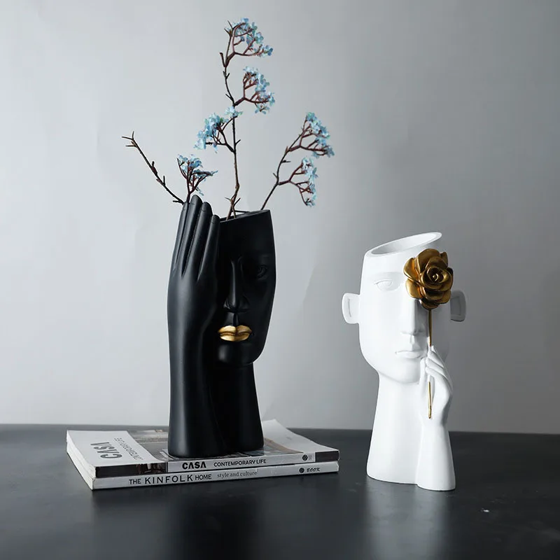 

Nordic ins abstract portrait resin vase modern light luxury home porch wine cabinet desktop decoration character resin ornaments
