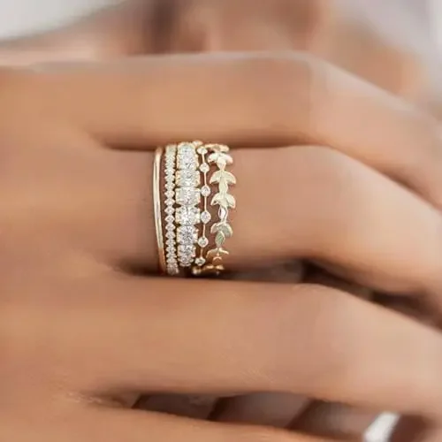 Винтажное штабелируемое классическое Золотое кольцо без выцветания