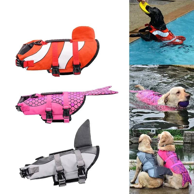 

Life Vests For Dogs Dog Jacket Summer Clothes Ropa Perro De Para Costume Harness Pet Chaleco Salvavidas Swimming Mermaid Shark