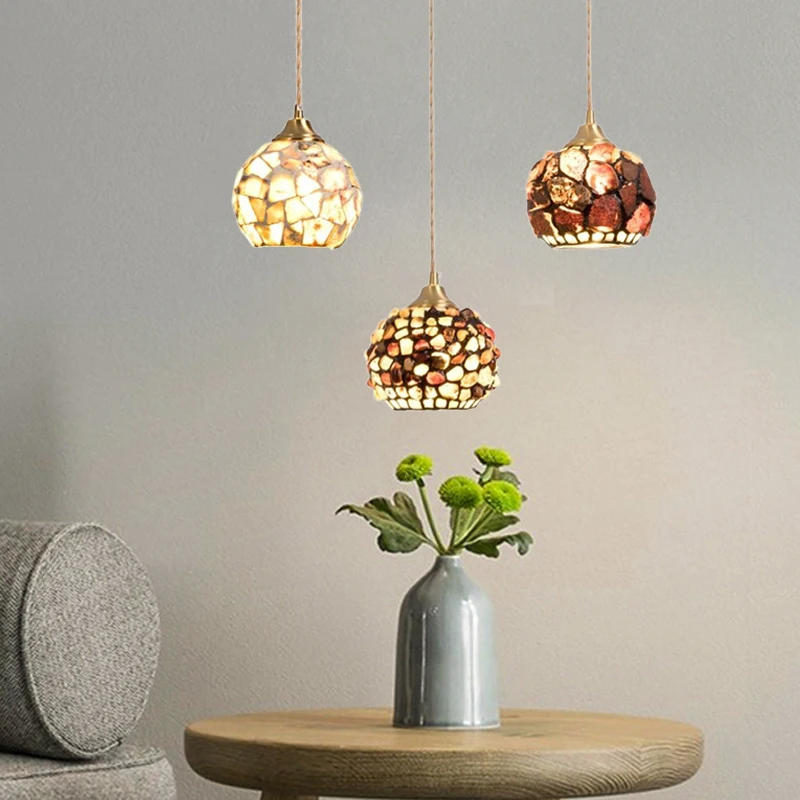 

Shell Glass Pendant Lights Dinning Room Chandeliers Ceiling LED Lighting Fixture Kitchen Lamp Nordic Tiffany Home Bedroom Decor