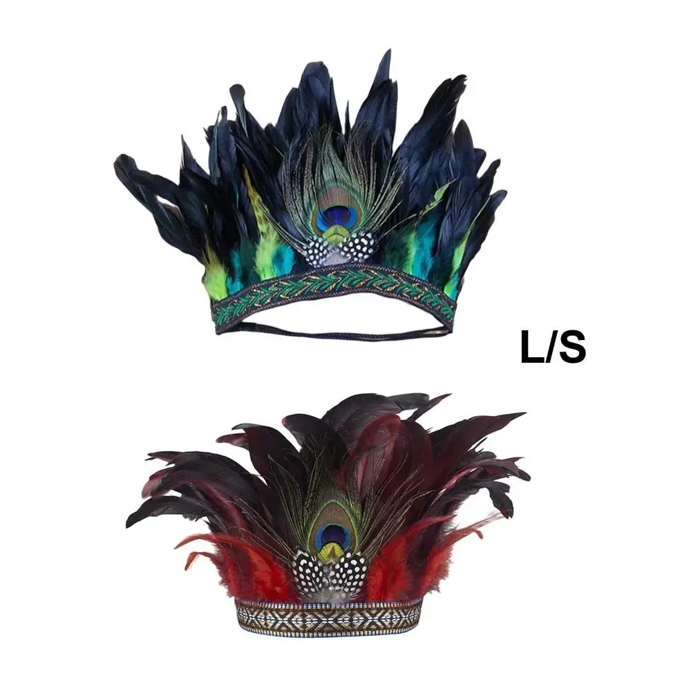 

Feather Crown Decorative Headdress Peacock Costume Feather Headbands New Indian Headband for Dance Show Halloween