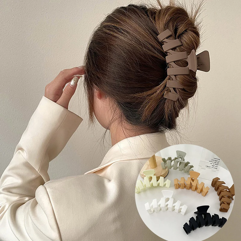 

Large Ponytail Shark Hair Clip For Women Korean Claw Clip Thick Hair Soild Color Crab Hair Clip Barrettes крабик для волос
