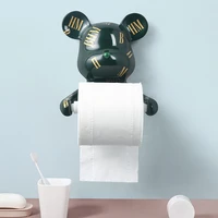creative light luxury violent bear roll paper tube kitchen bathroom wall hanging punch free multifunctional tissue towel rack