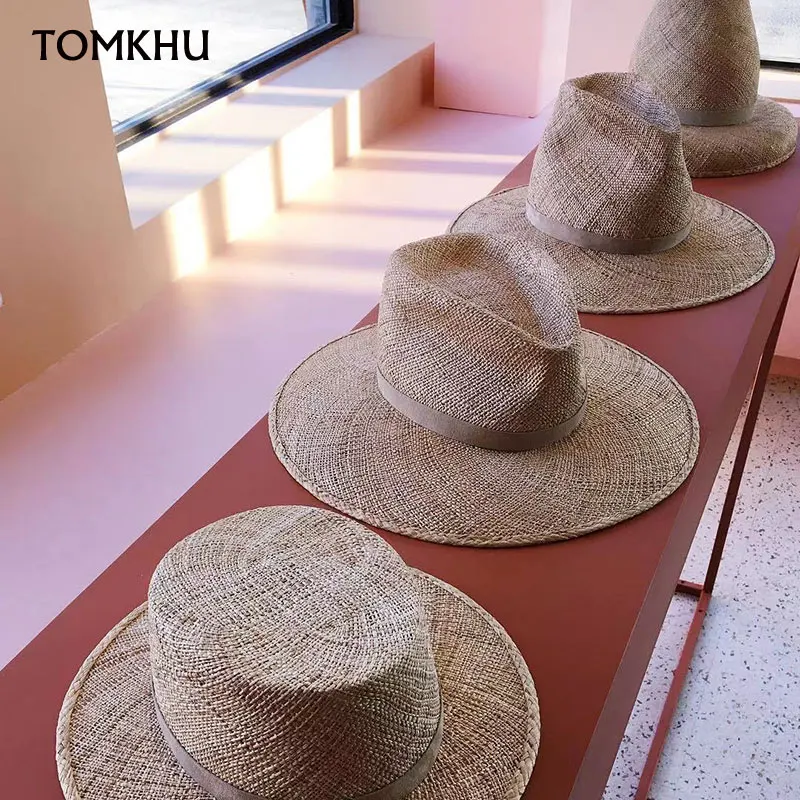 Designer Custom Classic Summer Hat For Men Women Handmade Sisal Grass Straw Fedora Hat Stylish Sun Hat Jazz Cap Derbies Femme