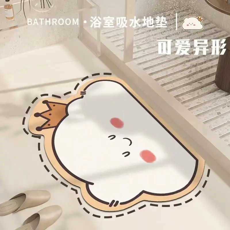

New Diatom Mud Floor Mat Cartoon Bathroom Absorbent Foot Pad Household Quick-drying Bathroom Non-slip Mat Entry Door