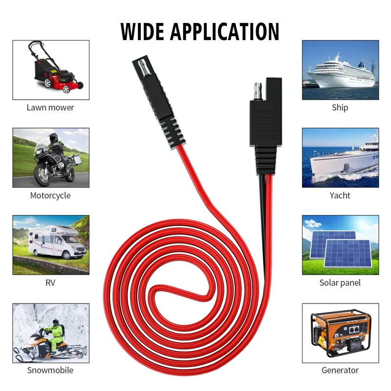 

2PCS SAE Connector 16AW SAE To SAE Extension Cord Cable Quick Disconnect Wire Harness 100CM