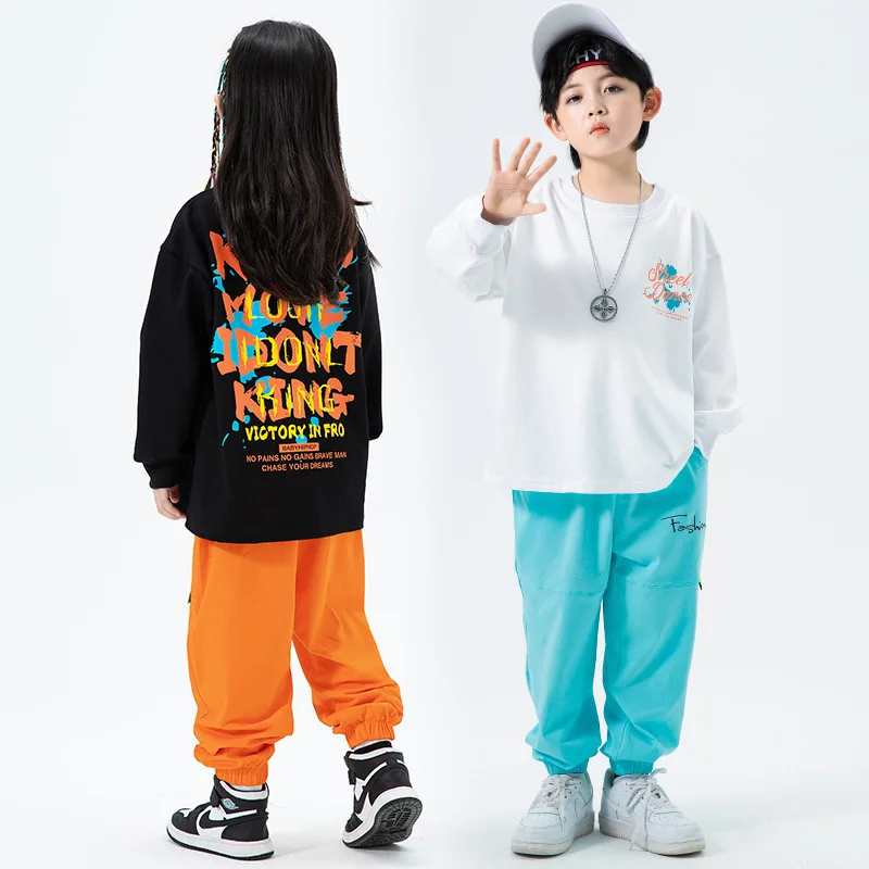

Hip Hop Kids Jazz Dance Costumes Shirts Pants for Girls Boys Ballroom Dancing Party Stage Outfits Perform Show Clothes Dancewear