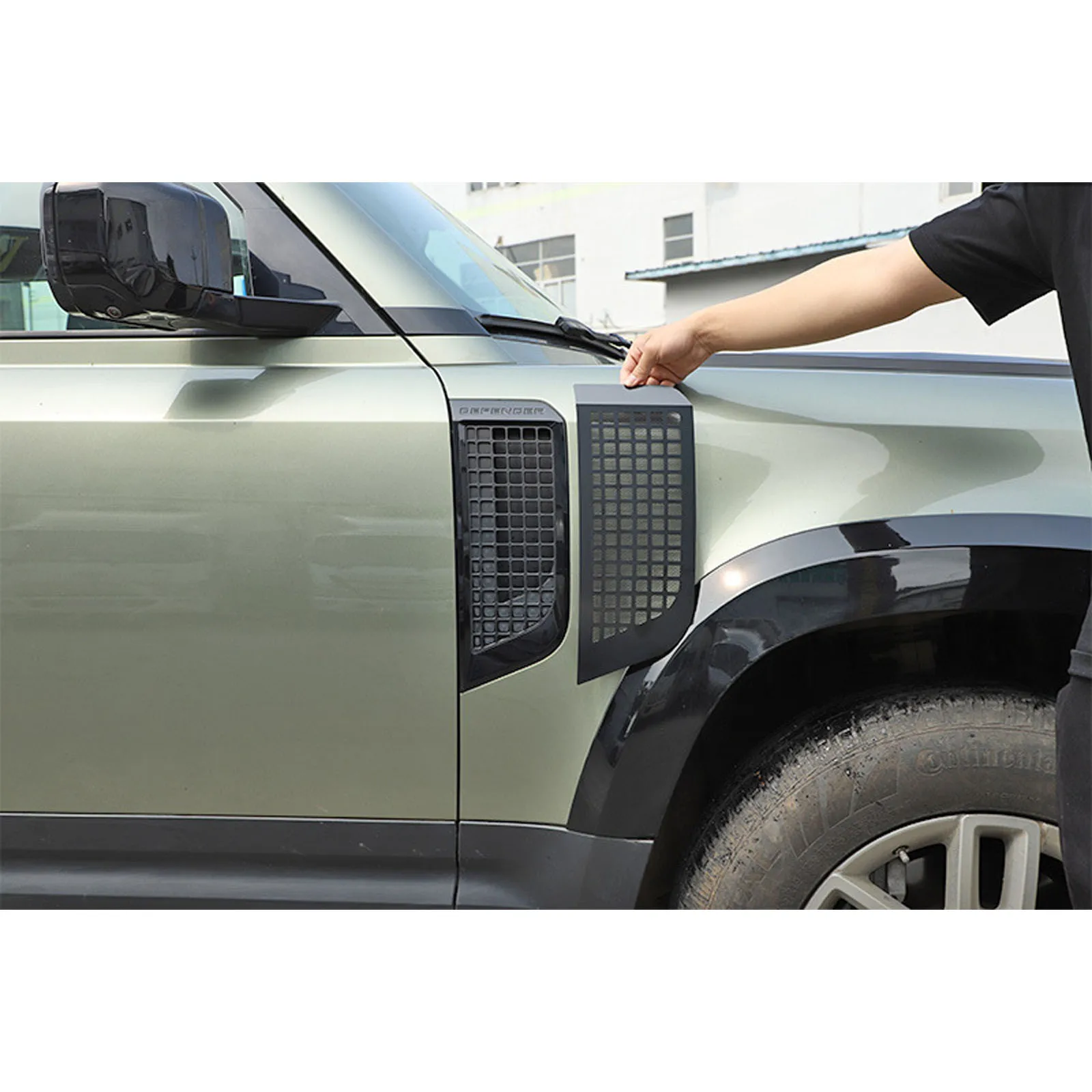 Для Land Rover Defender 2020-2023 черная боковая сетка воздухозаборника из сплава накладка на