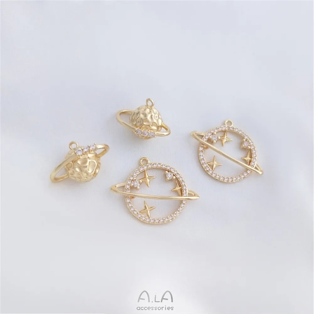 

14K gold color preserving three-dimensional star Pendant micro-inlaid zircon galaxy Pendant DIY bracelet necklace Pendant