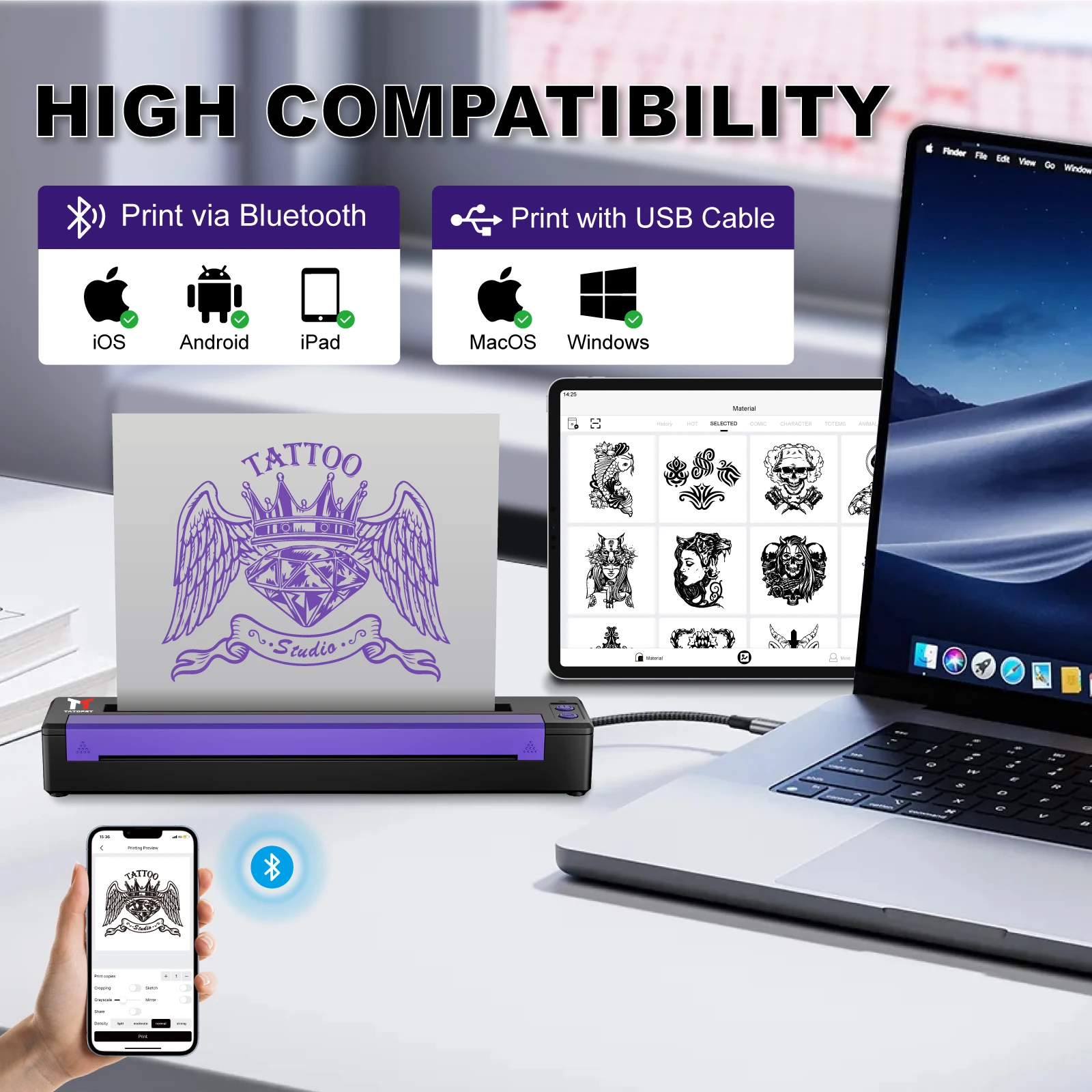 MHT-Tattoo Stencil Printer A4 Thermal Temporary Tattoo Sticker Machine printer thermal Mini Portable