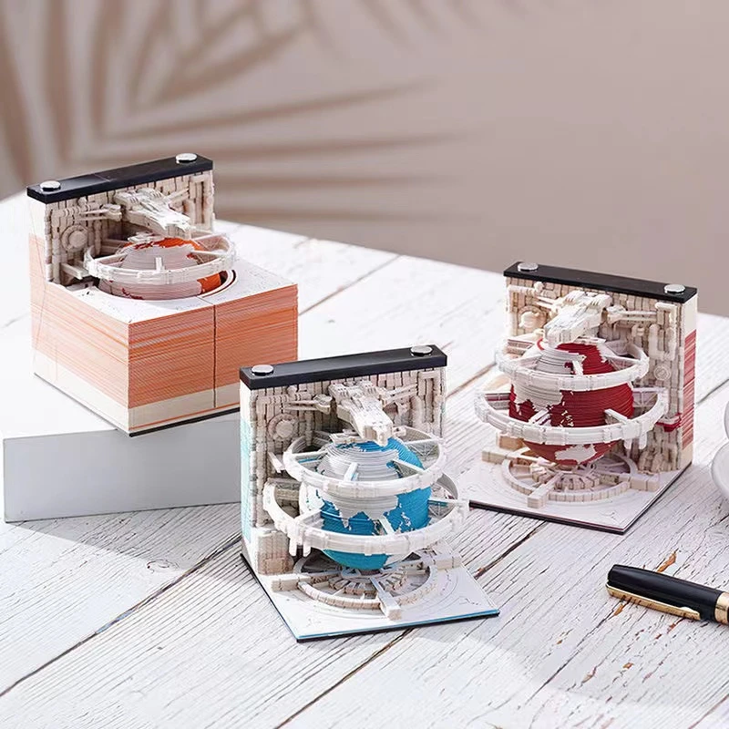 

3D Earth Memo Pad Innovative 3D Paper Sculpture Art Earth Calendar Earth Model Desk Gifts Novelty Notepad Creative Note Paper