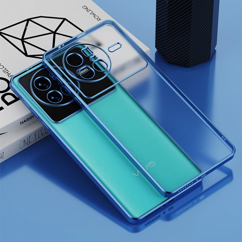 

Stylish Matte Transparent Slim Retro Phone Cover For Vivo X80 Luxury Plating Soft Silicone Shockproof Bumper 5G For Vivo X80 Pro