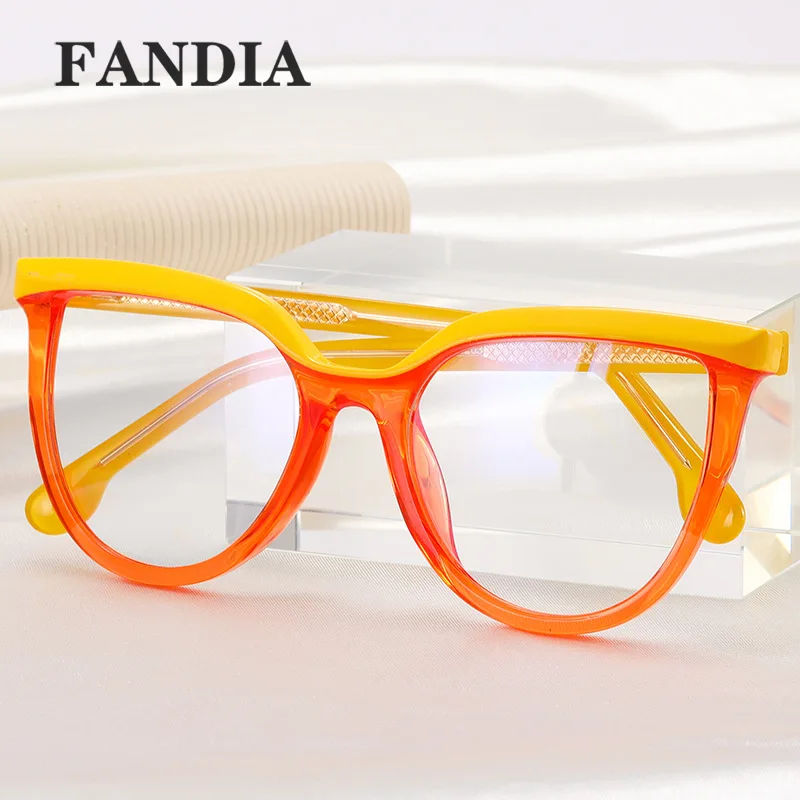 

82032 Fashion TR90 Full Frame Anti Blue Glasses Women Candy Colored Goggles CP plug-in Optical Eyeglass Frame