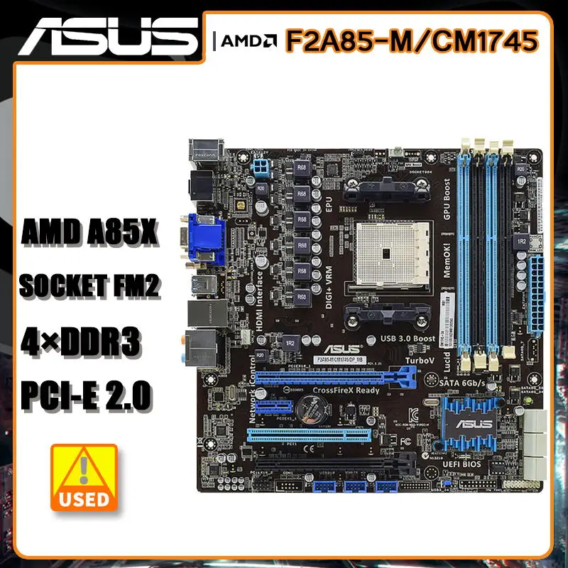 

ASUS F2A85-M/CM1745/DP-MB Socket FM2 Motherboard DDR3 64GB AMD A85X Motherboard USB3.0 PCI-E 2.0 ATX For AMD A10/A8 cpus