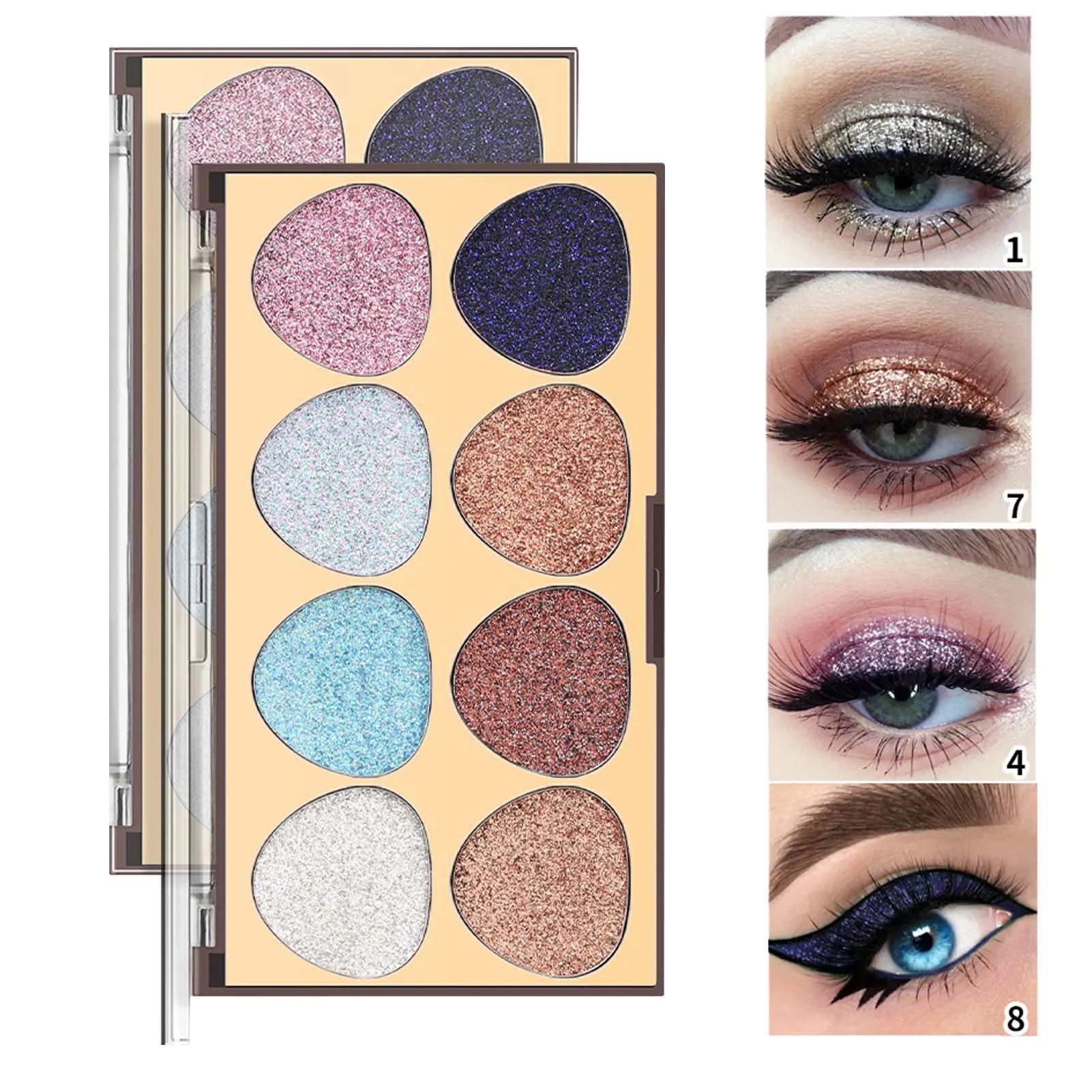 

Eyeshadow Palette 8 Colors Glitter Eye Shadow Palette Long Lasting Blendable Natural Colors Make Up Eye Shadows Cosmetics Gift