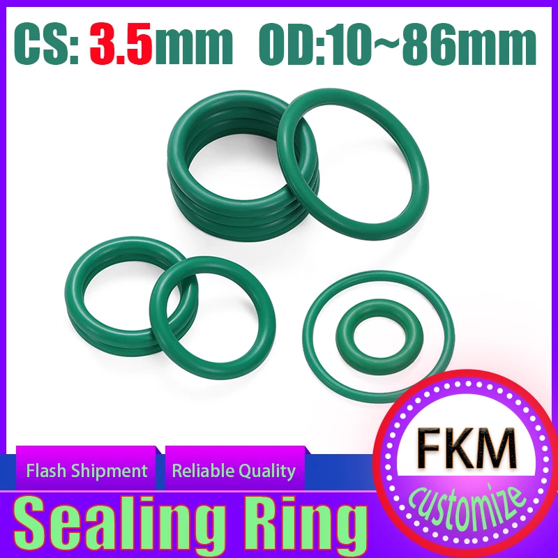 

FKM Cs3,5 мм уплотнительное кольцо из фторкаучука, высокотемпературная химически стойкая уплотнительная прокладка для промышленного использования, уплотнительное кольцо OD10-86 мм