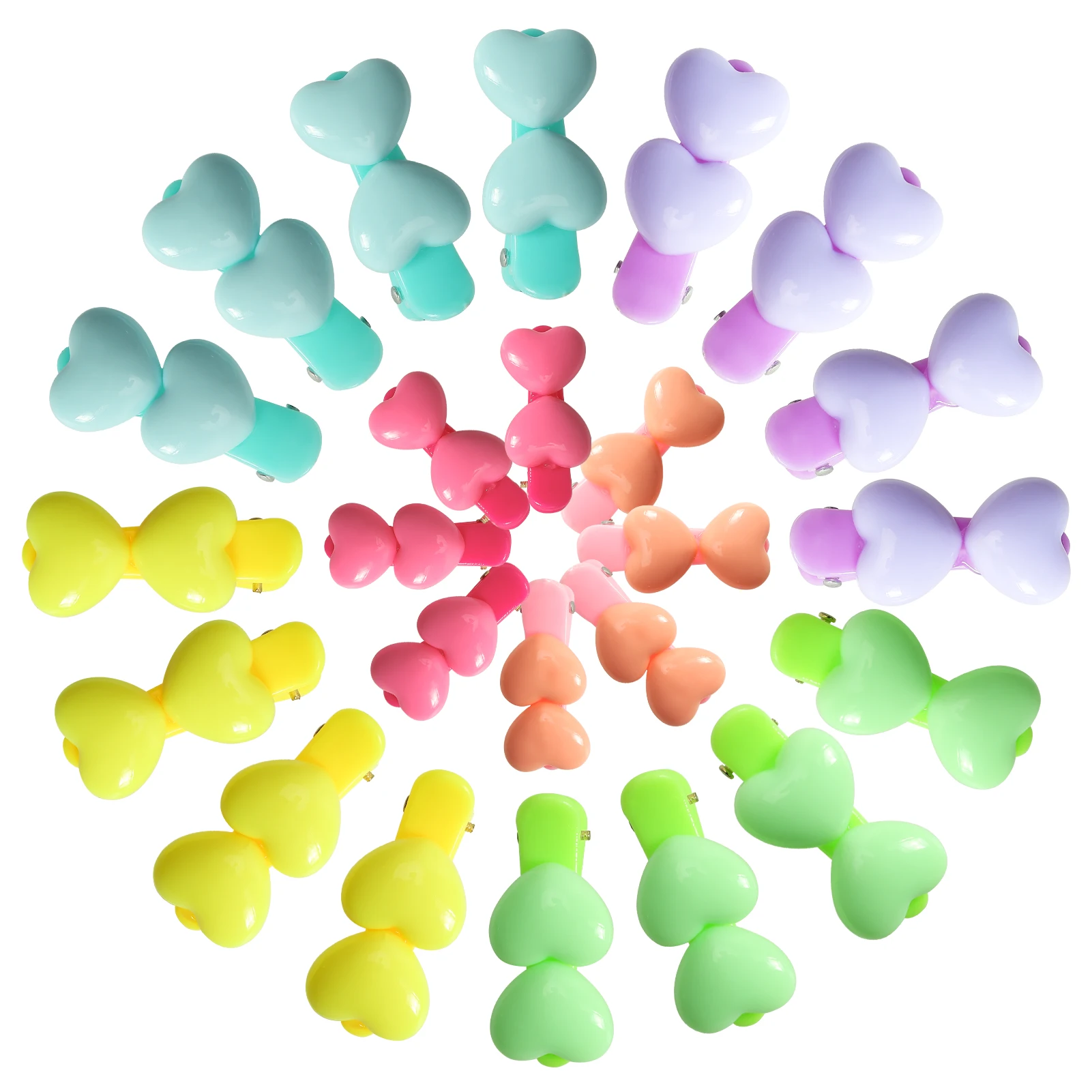 

24 Pc 6Pair Cute Macaron Color Hair Clips Sweet Double Heart Hairpins Barrettes Headwear Hair Styling Tools Accessories for Kid