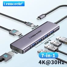 Lemorele TC66 USB C HUB USB 3.0 Docking Station USB Type-C to Dual HDMI For Macbook Air Pro iPad Pro M2 M1 PC Extend 2 Different