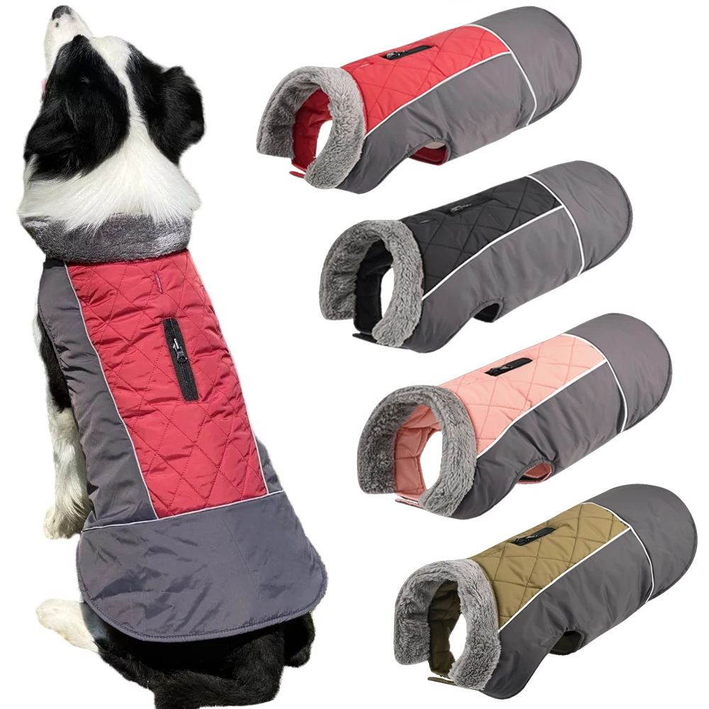 

Winter Clothes For Large Dogs Waterproof Big Dog Jacket Reflective Reversible Warm Fur Collar Pet Dog Coat For French Bulldog