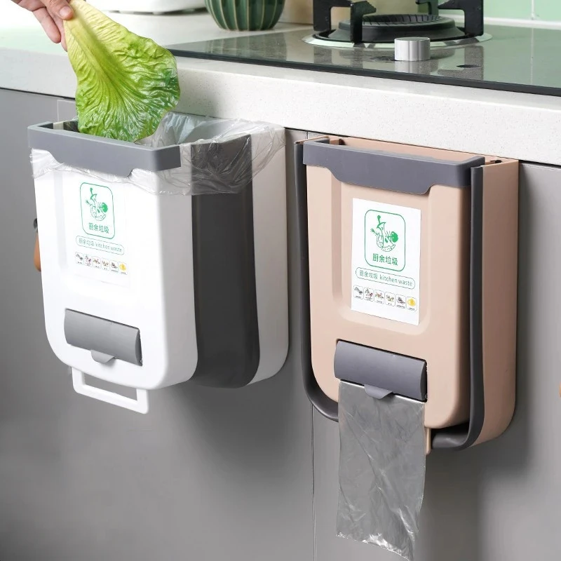 

Kitchen Folding Trash Can Wall-mounted Folding Trash Bin Plastic Car Trash Bin Creative Sorting Trash Can Wall Hanging Bathroom