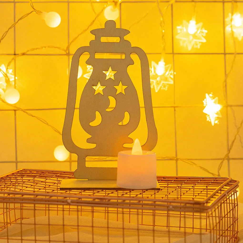 

Ramadan Lights Kerosene Lamp Arch Led Lantern with Base Wooden the Festival of Fast-breaking Battery Operated for Indoor Outdoor
