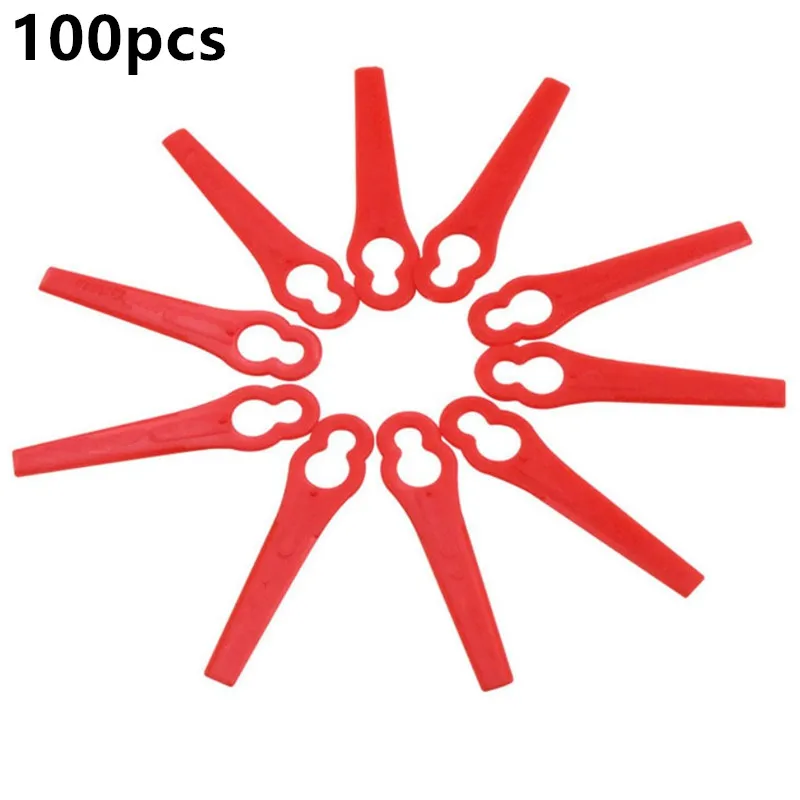 100pcs Red Grass Trimmer Blades For KULLER OZITO Plastic Lawn Mower Replacement Blades Garden Strimmer Accessories